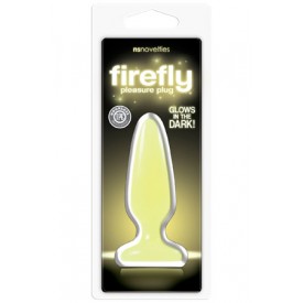 Желтая анальная пробка, светящаяся в темноте, Firefly Pleasure Plug Small - 10,1 см.
