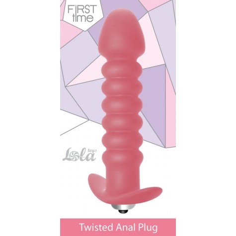 Розовая анальная пробка с вибрацией Twisted Anal Plug - 13 см.
