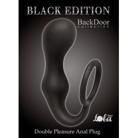 Чёрное эрекционное кольцо с анальной пробкой Double Pleasure Anal Plug