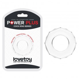 Прозрачное эрекционное кольцо с гранями POWER PLUS Cockring