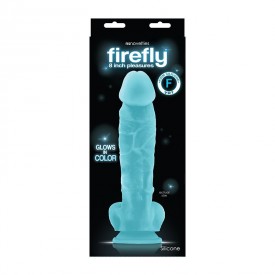Голубой фаллоимитатор, светящийся в темноте, Firefly 8" Pleasure Dildo - 23,6 см.